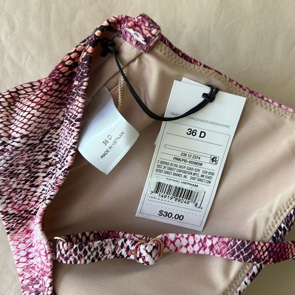 Shade Shore Underwire Pink Snake Swimsuit Bikini Top Womens M L 36D 36 D - Picture 15 of 17